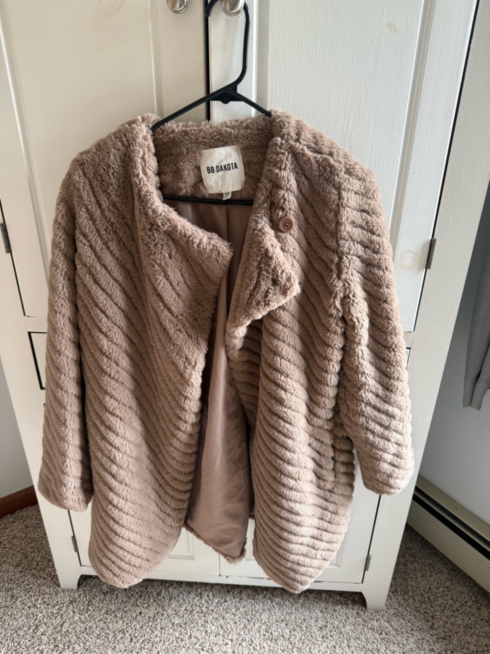 BB Dakota Taupe Plush Faux-Fur Teddy Jacket